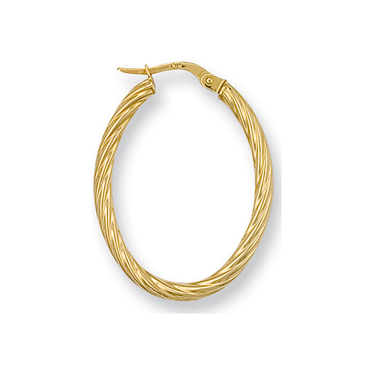 Yellow Gold Twisted Oval Hoop Earrings - 9ct Gold