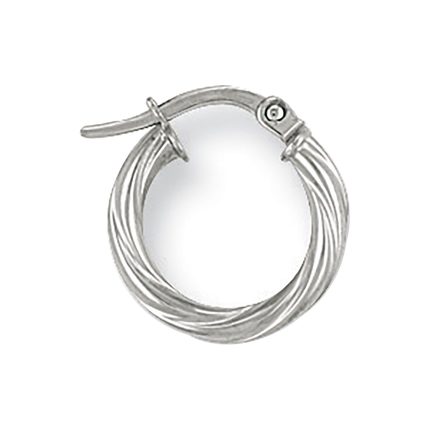 White Gold 14mm Twisted Hoop Earrings - 9ct Gold
