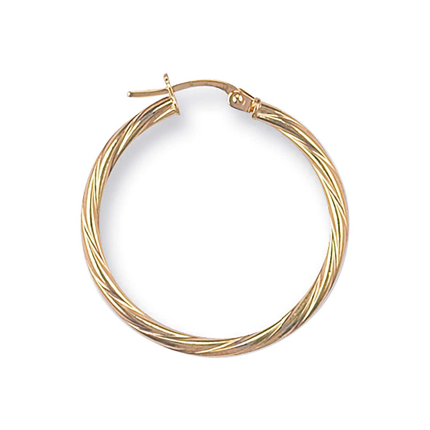 Yellow Gold 29mm Twisted Hoop Earrings - 9ct Gold