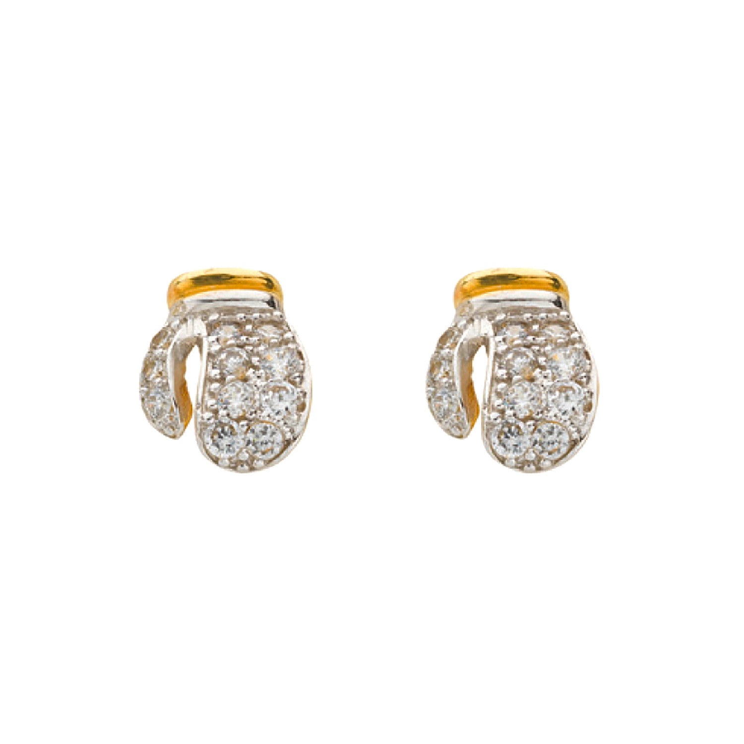 Yellow Gold Cubic Zirconia Boxing Gloves Stud Earrings - 9ct Gold