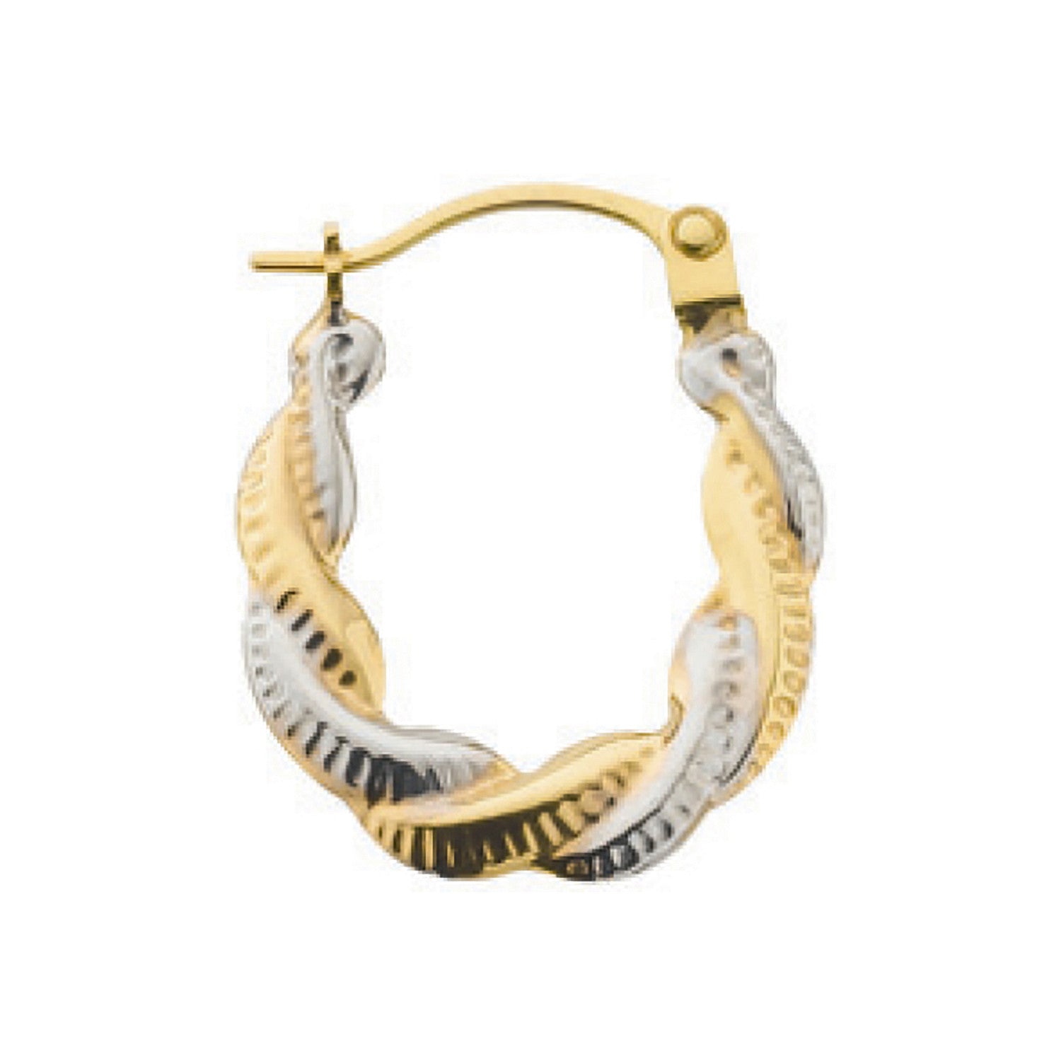 Créoles fantaisie torsadées en or jaune et blanc - Or 9 carats