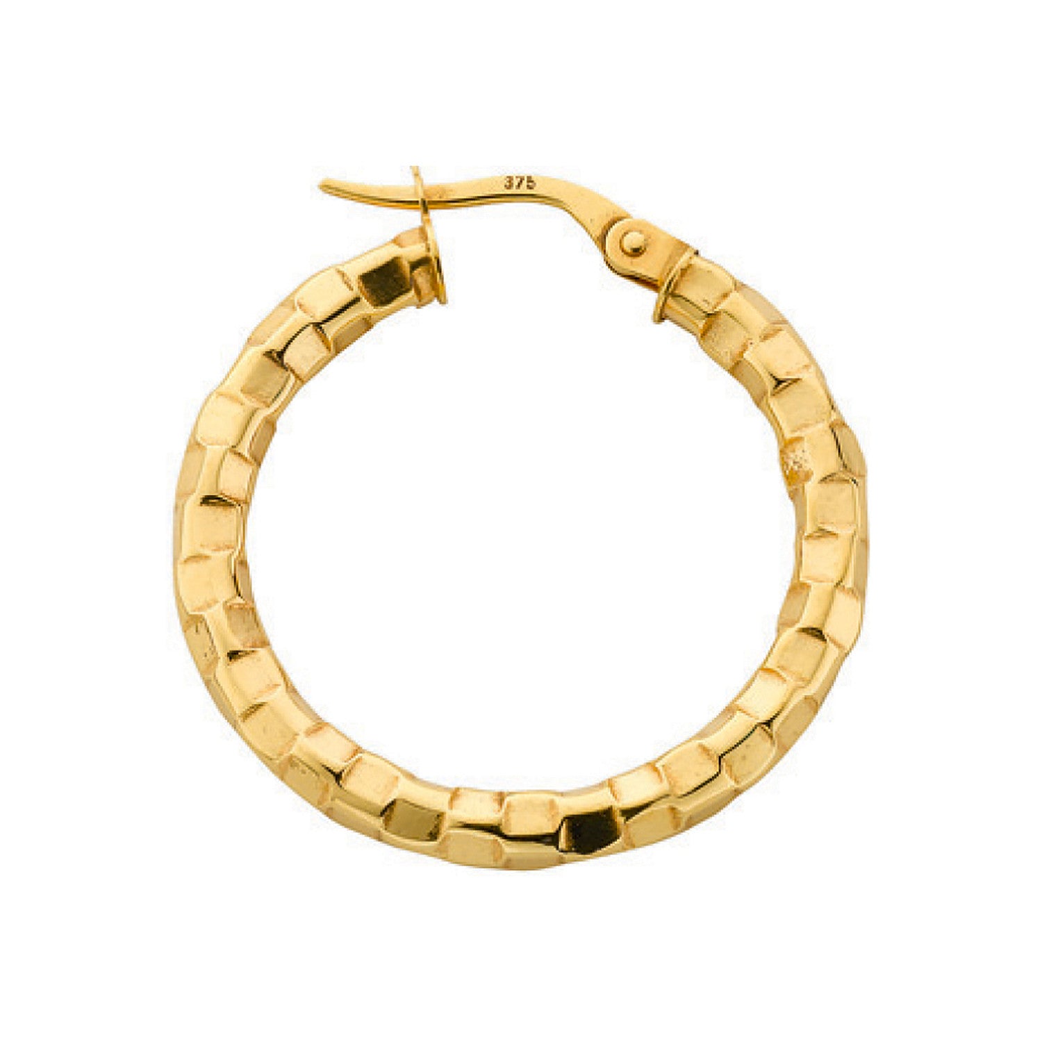 Yellow Gold 25.8mm Fancy Hoop Earrings - 9ct Gold