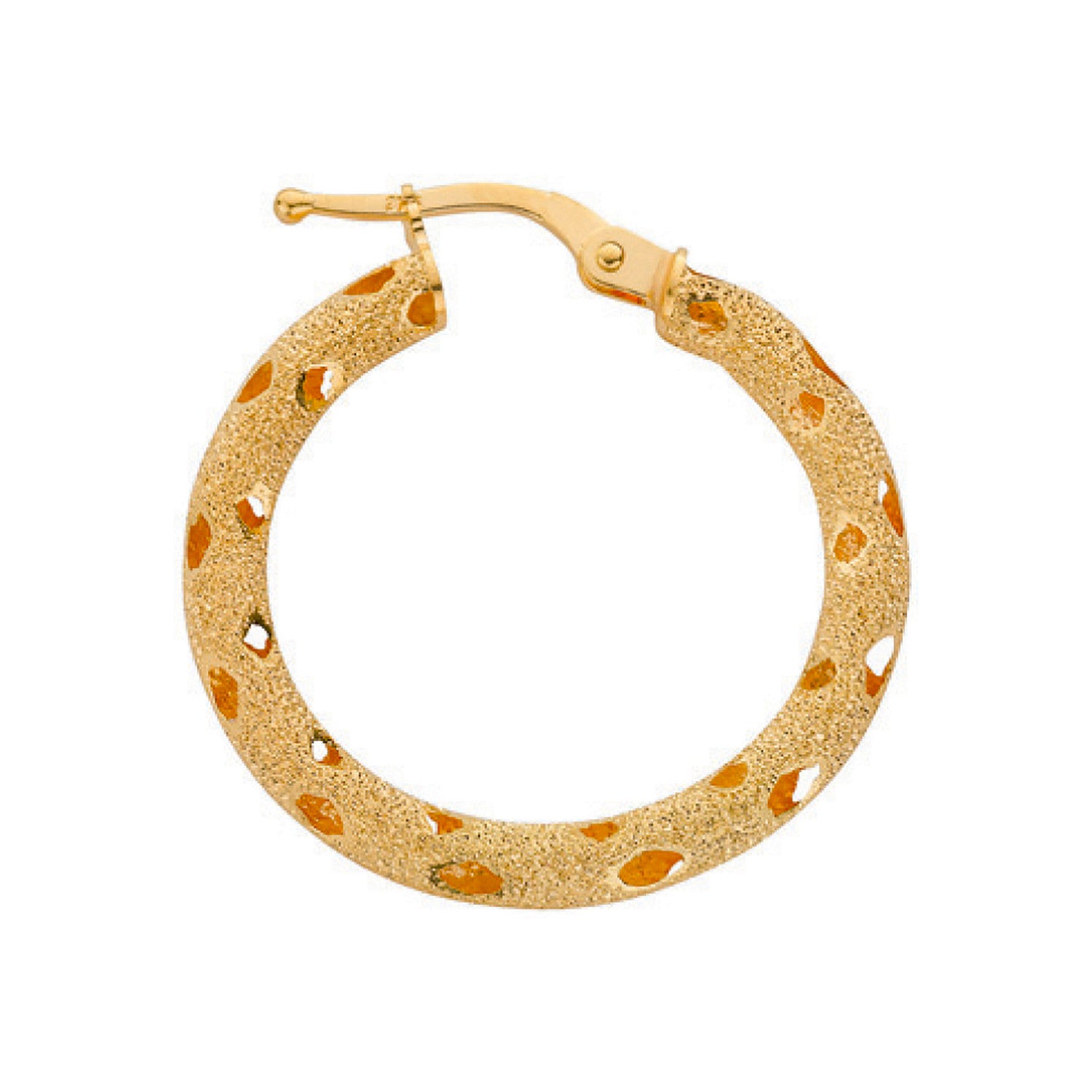 Yellow Gold 24mm Frosted Hoop Earrings - 9ct Gold