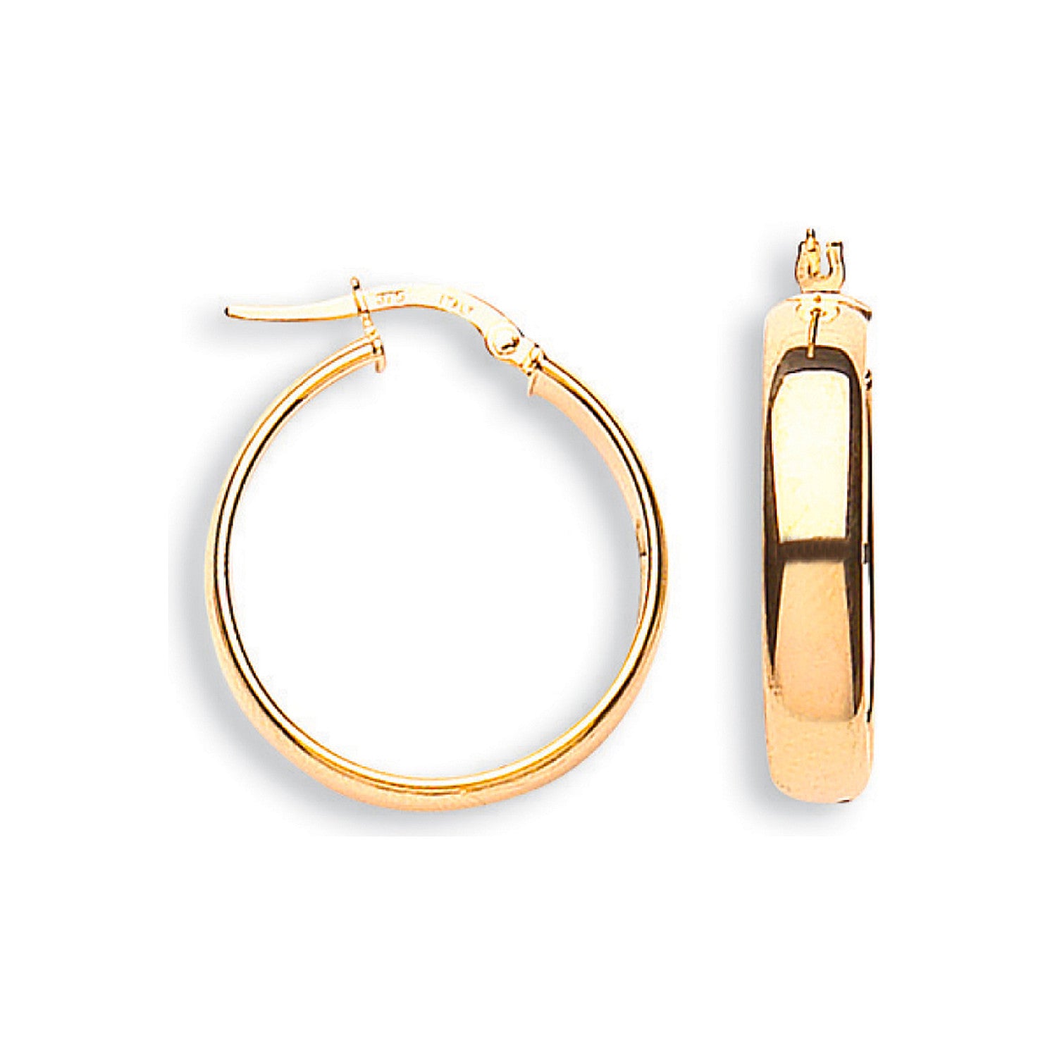 Yellow Gold 24mm Tube Hoop Earrings - 9ct Gold
