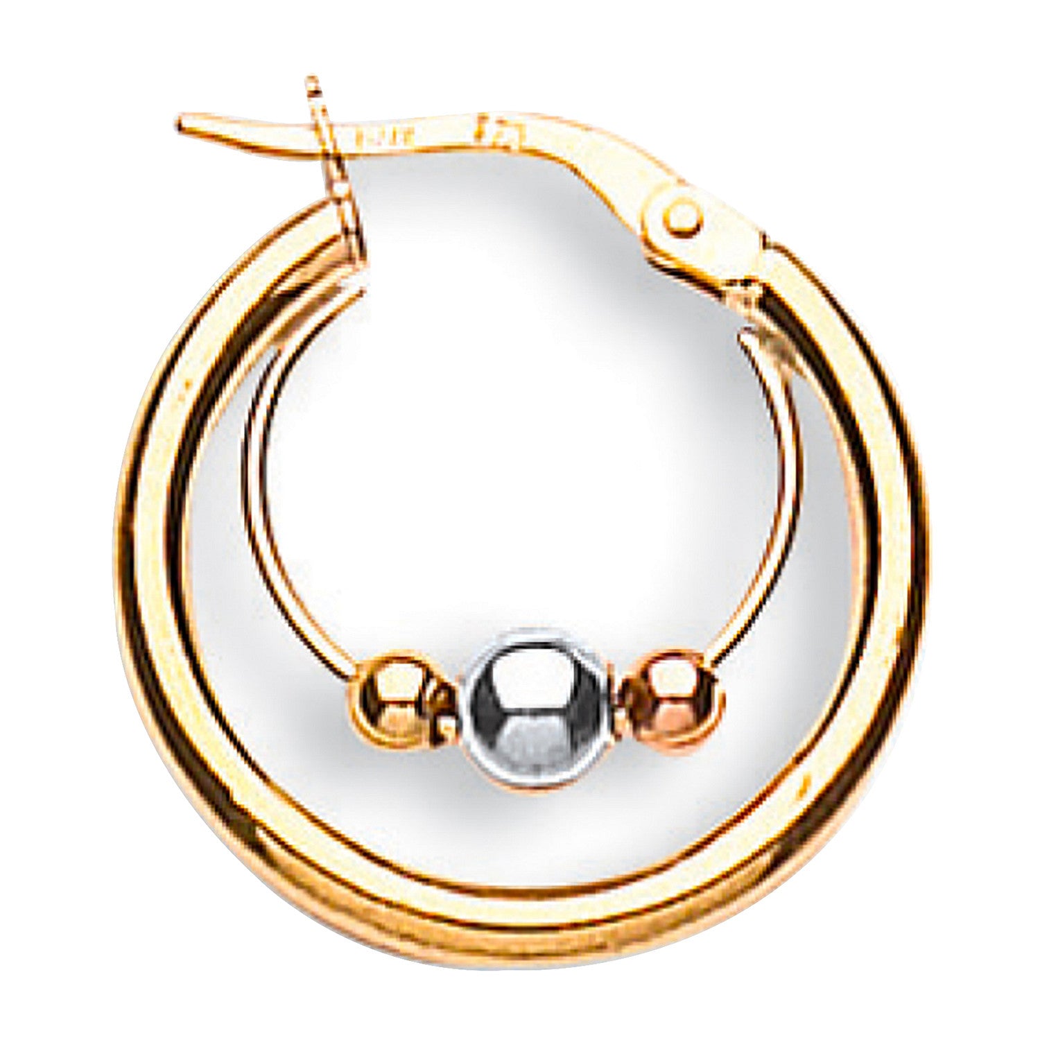 Yellow White & Rose Gold 20mm Fancy Hoop Earrings - 9ct Gold