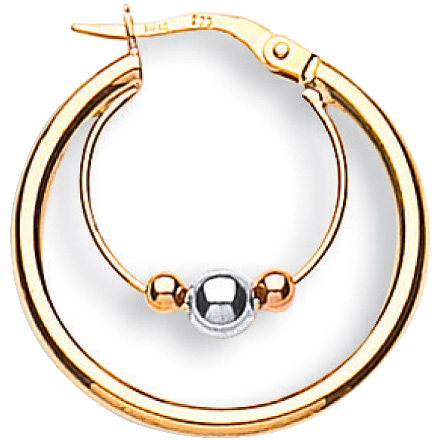 Yellow White & Rose Gold 25mm Fancy Hoop Earrings - 9ct Gold