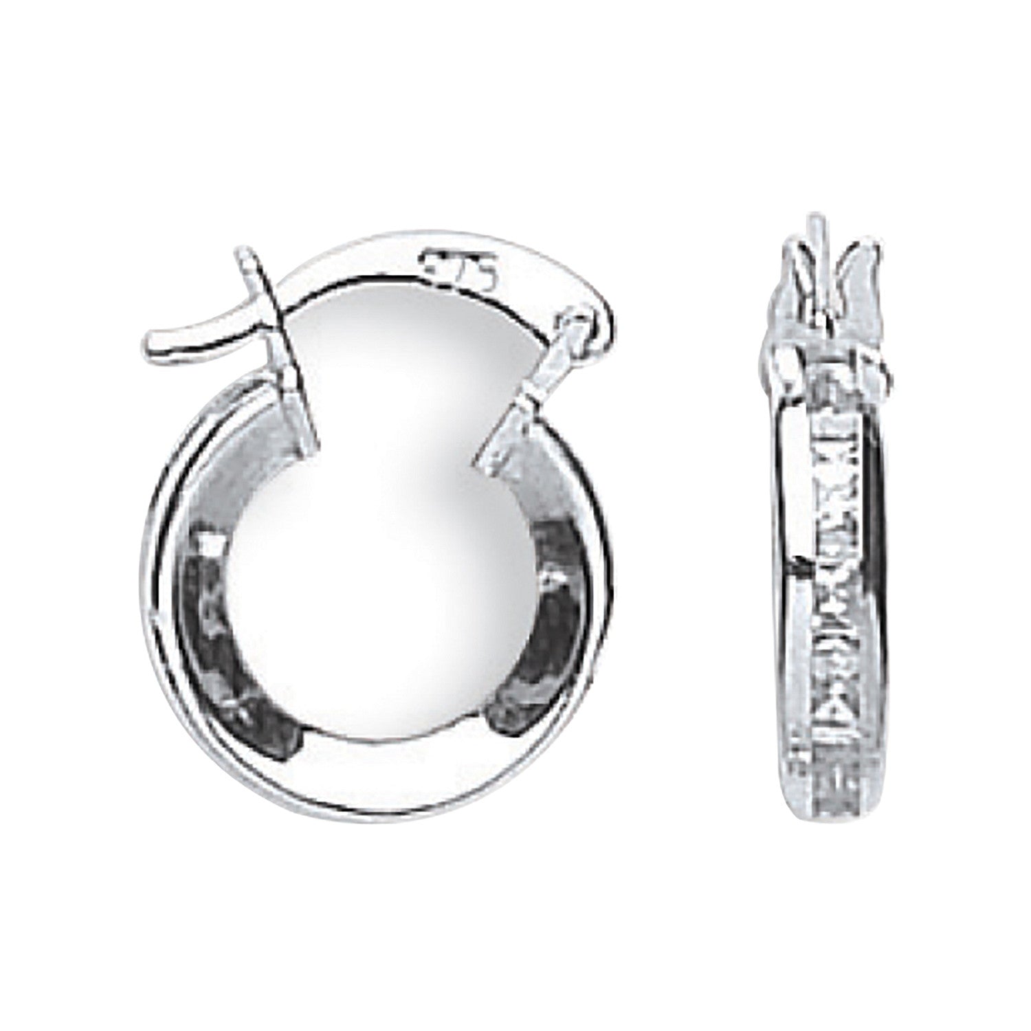 White Gold 13mm Princess Cut Cubic Zirconia Hoops - 9ct Gold