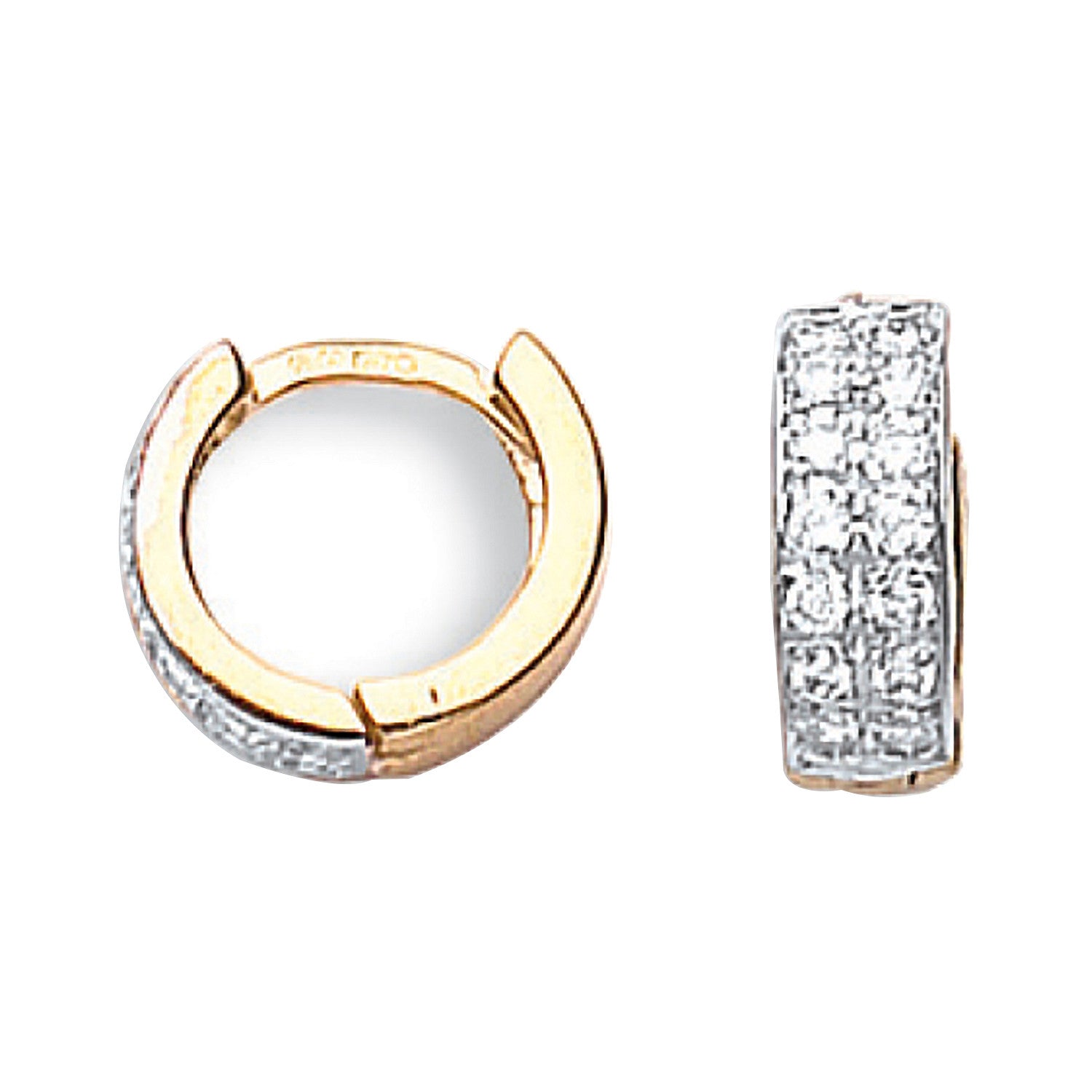 Yellow Gold 12mm Cubic Zirconia Huggies - 9ct Gold
