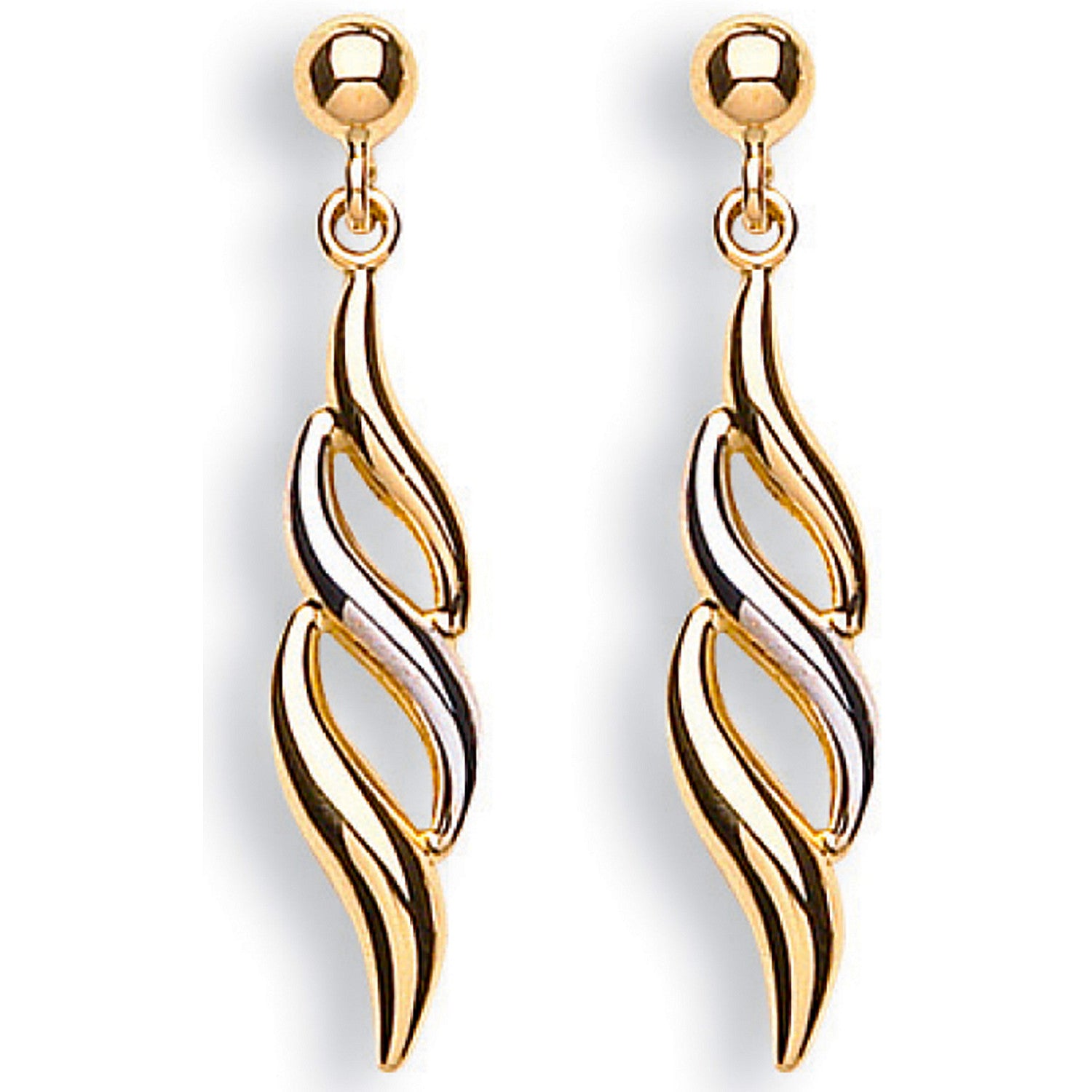 Gouttes fantaisie en or blanc et jaune - Or 9 carats