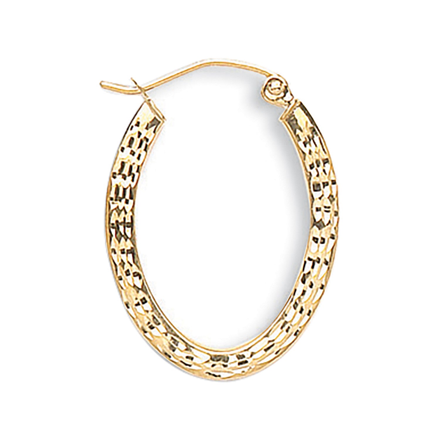 Yellow Gold D/C Oval Creoles - 9ct Gold
