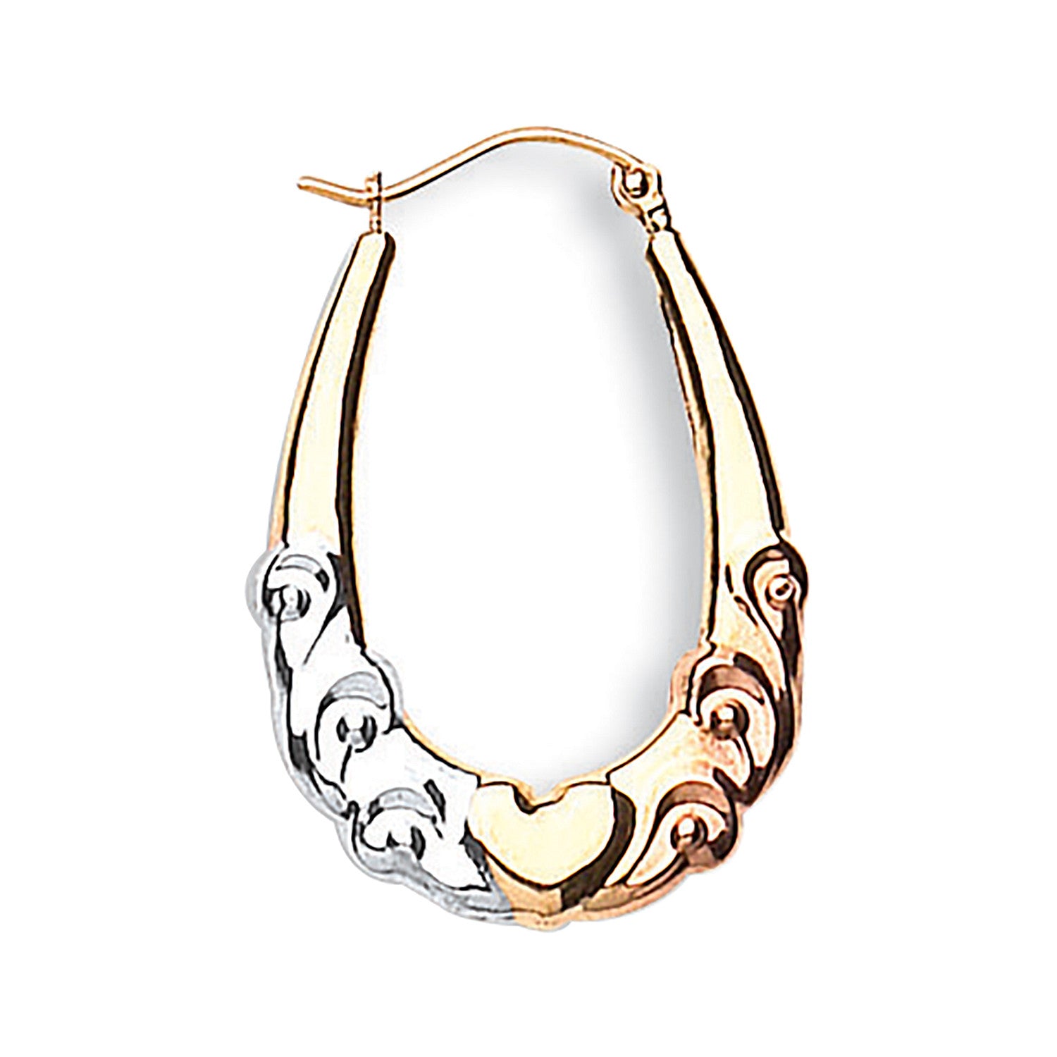 Yellow White & Rose Gold Fancy Creoles - 9ct Gold