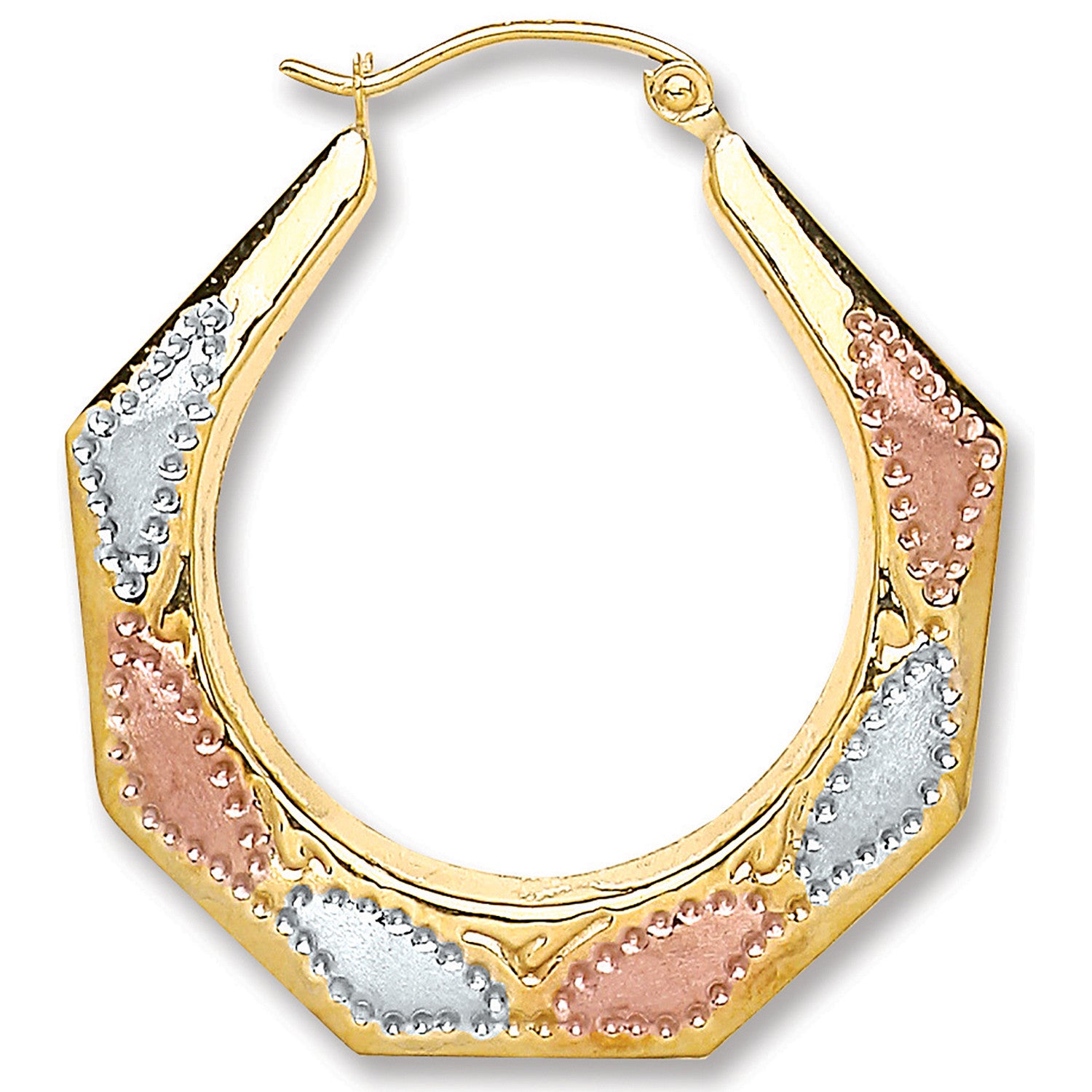 Yellow/White/R 28mm Gold Hoop Earrings - 9ct Gold