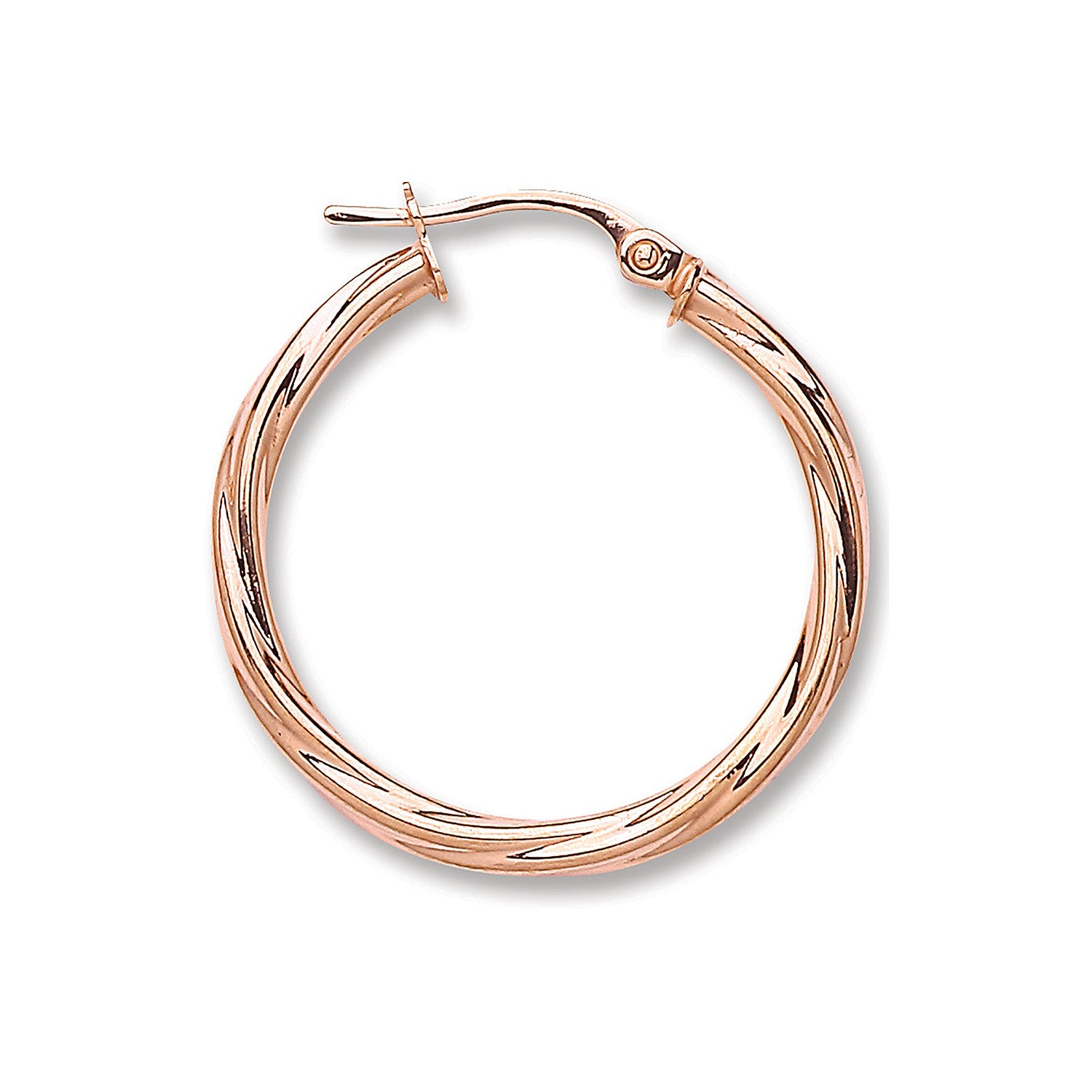 Rose Gold 25mm Twisted Hoop Earrings - 9ct Gold