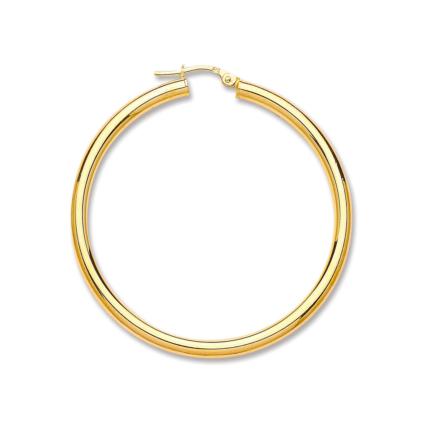 Yellow Gold 46mm Plain Tube Hoop Earrings - 9ct Gold