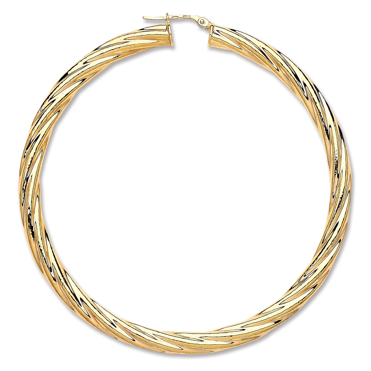 Yellow Gold Large 69mm Twist Hoop - 9ct Gold