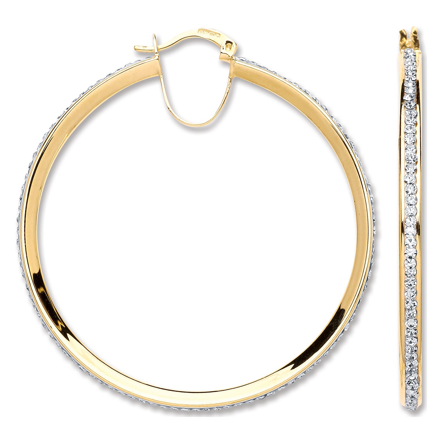 Yellow Gold 46mm Round Crystal Hoop - 9ct Gold