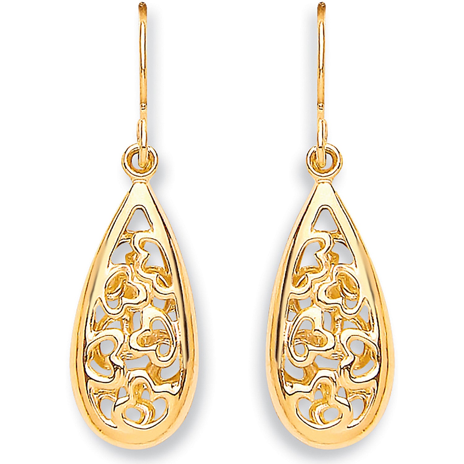 Yellow Gold Hook Oval Drop Earrings - 9ct Gold