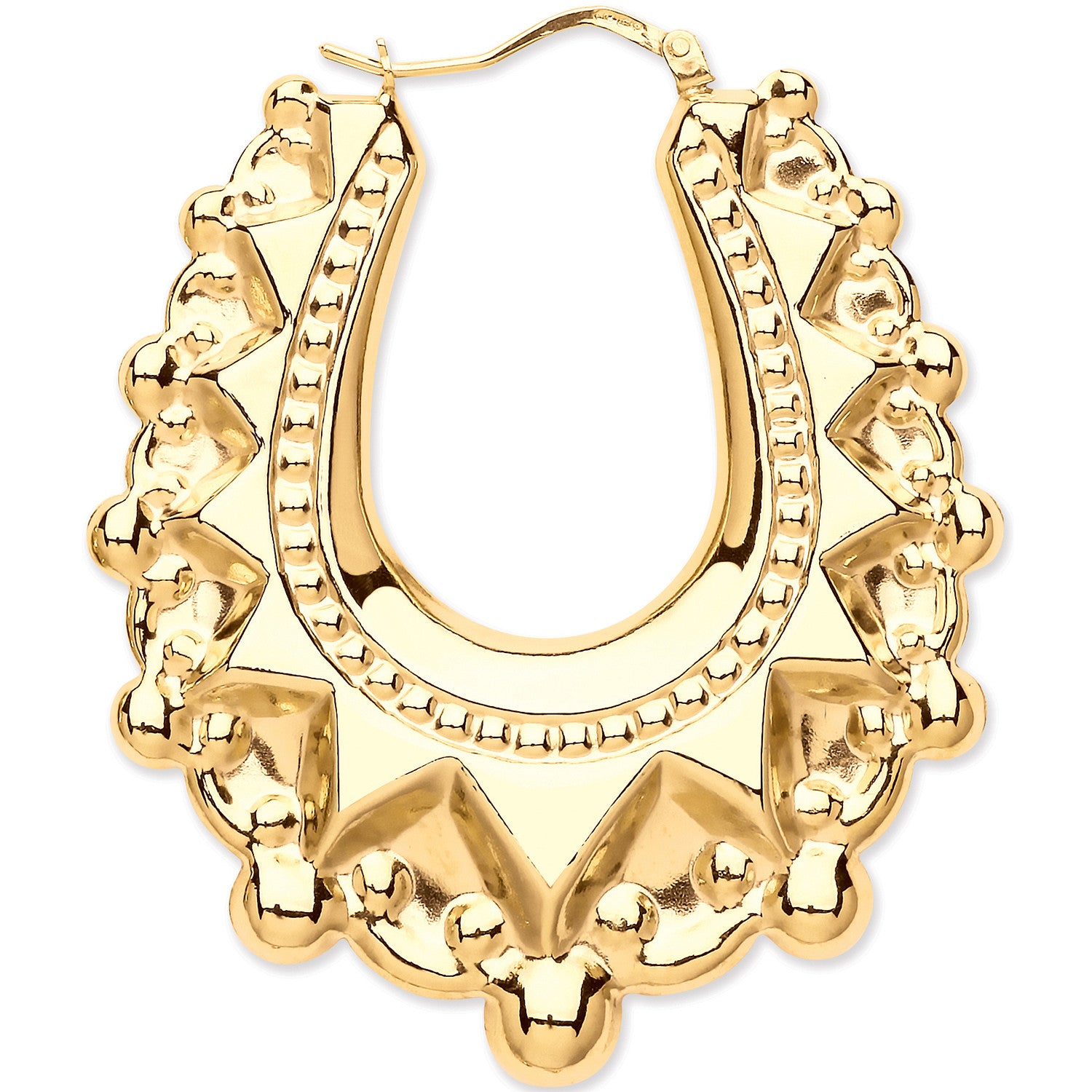 Yellow Gold Large Traditional Creoles Earrings - 9ct Gold