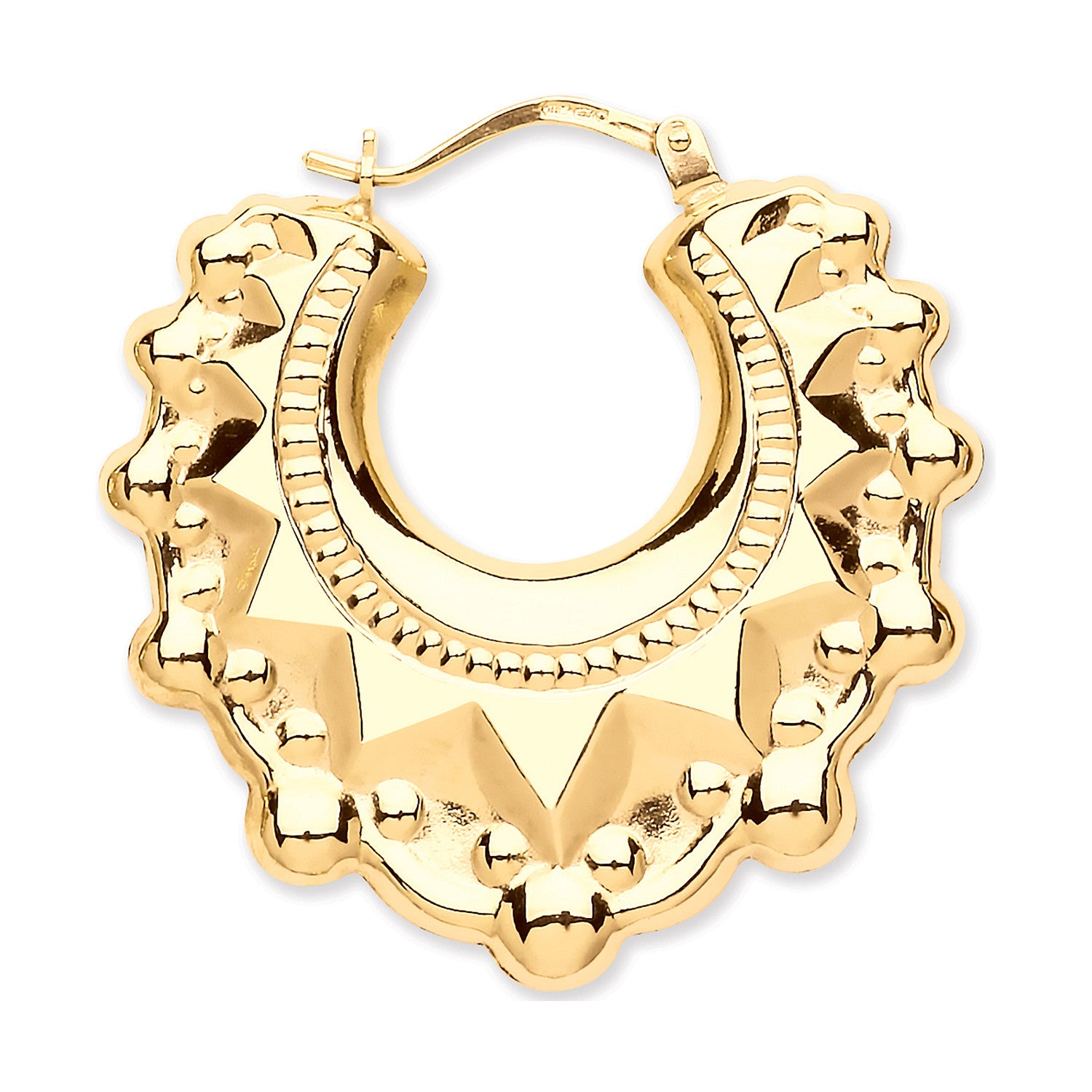 Yellow Gold Traditional Creoles Earrings - 9ct Gold