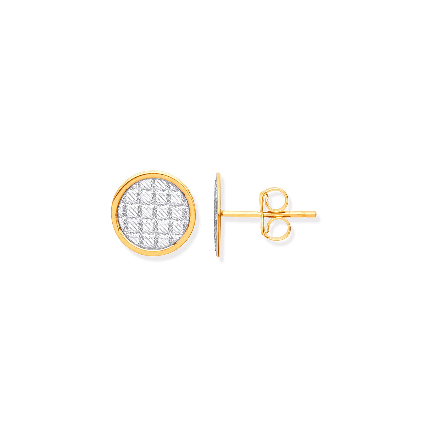 Yellow Gold 10mm Moondust Stone Illusion Effect Studs - 9ct Gold