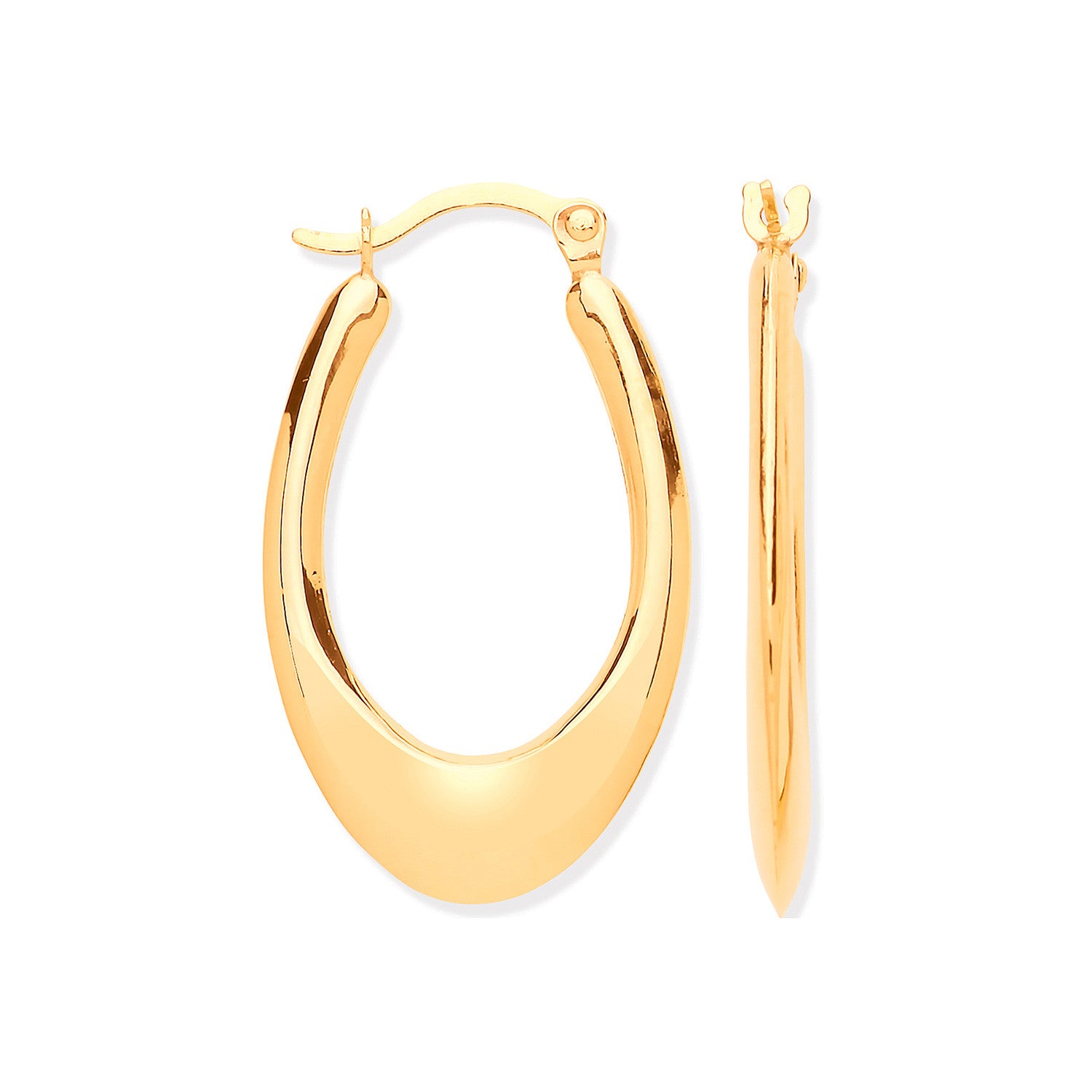 Yellow Gold Hollow Plain Tube Earrings - 9ct Gold