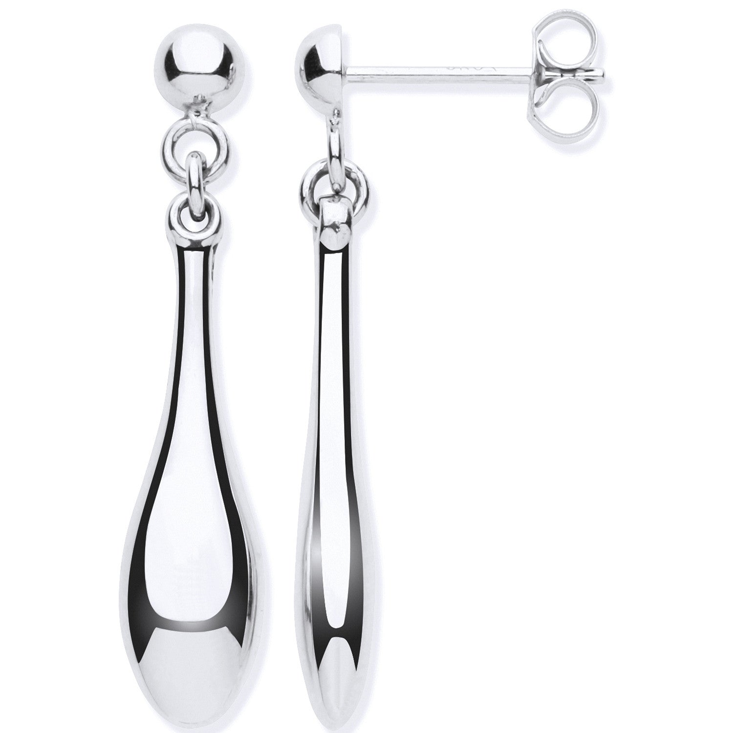 White Gold Hollow Drop Earrings - 9ct Gold