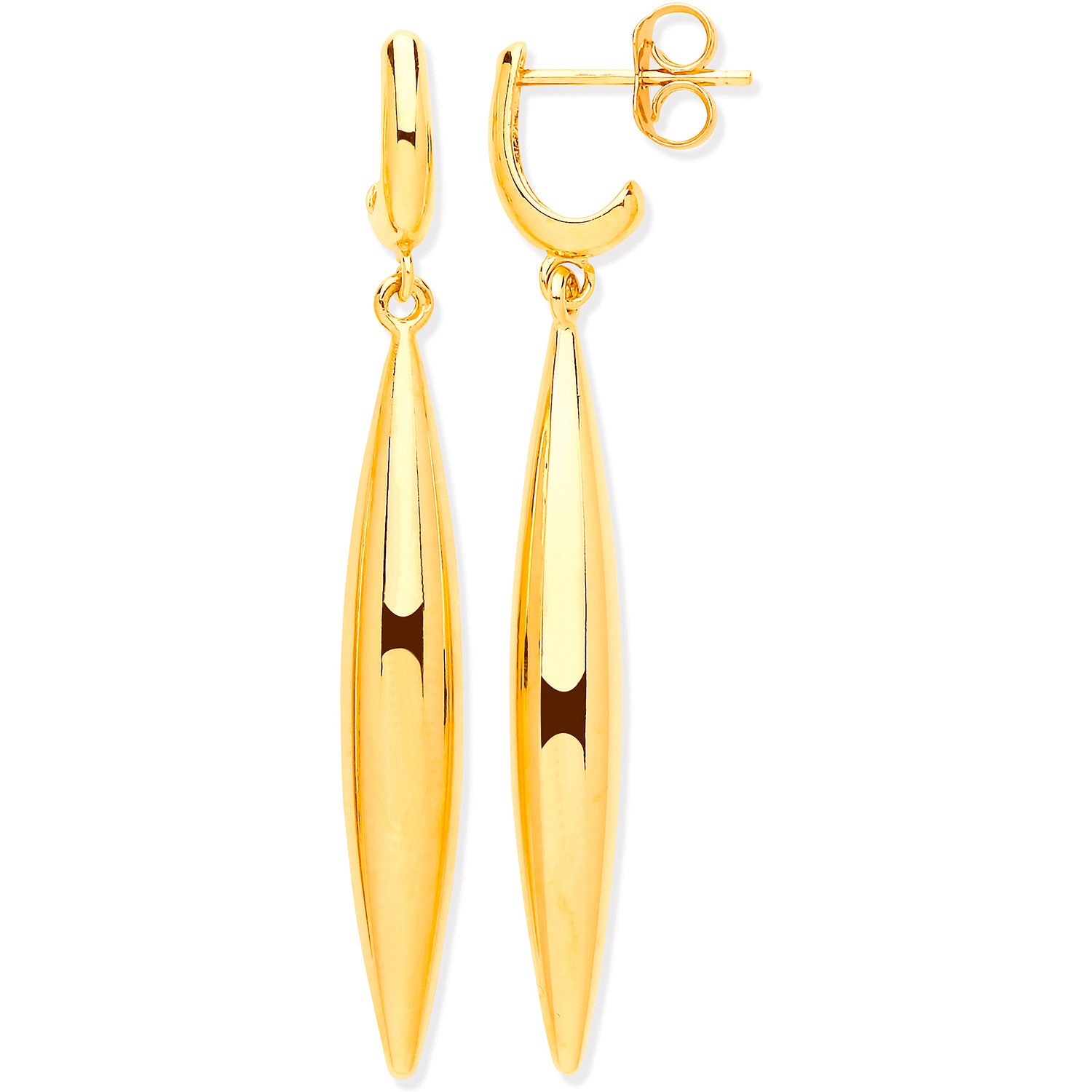 Yellow Gold Hollow Drop Earrings - 9ct Gold