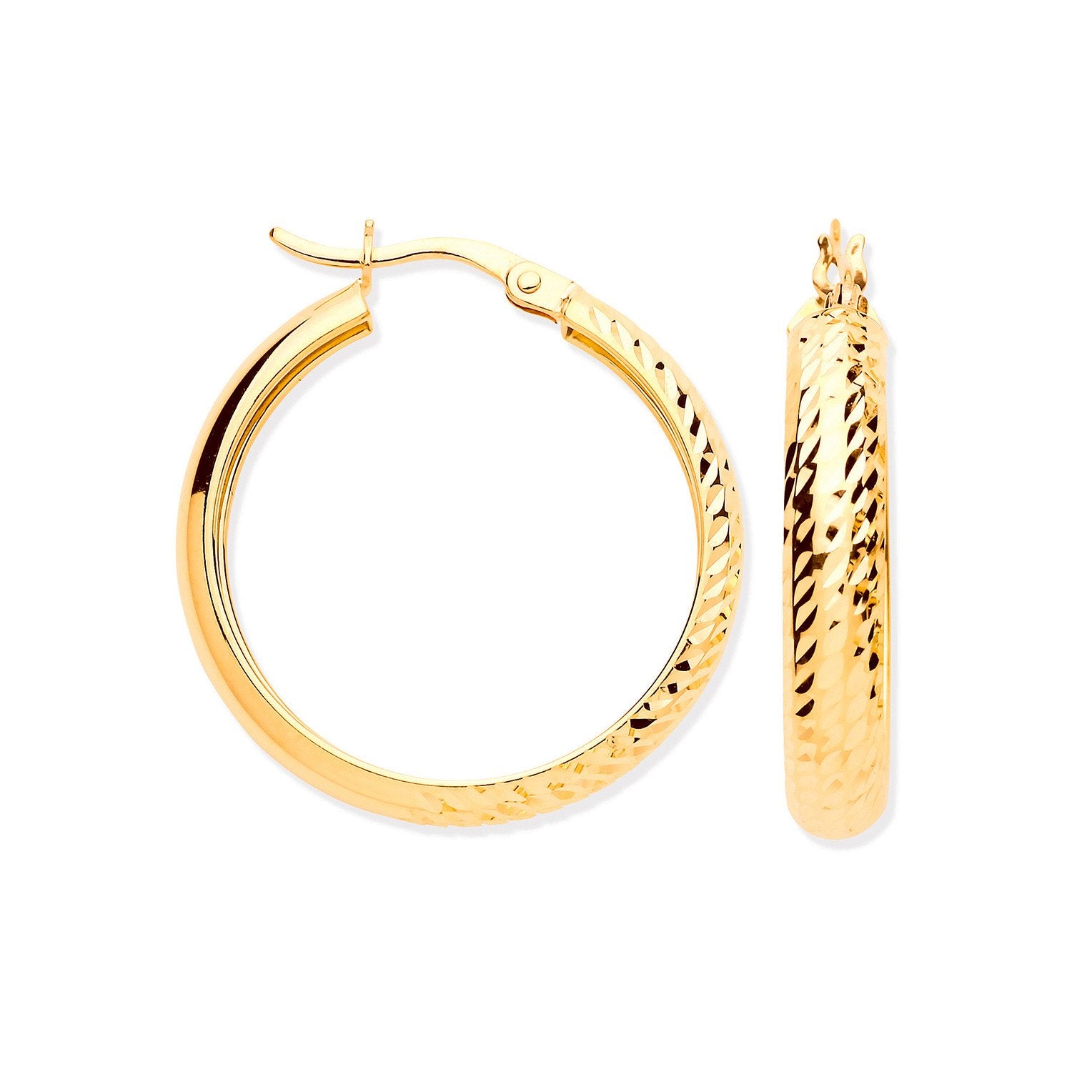 Y/G 24mm Half DC Half Plain Hoop Earrings