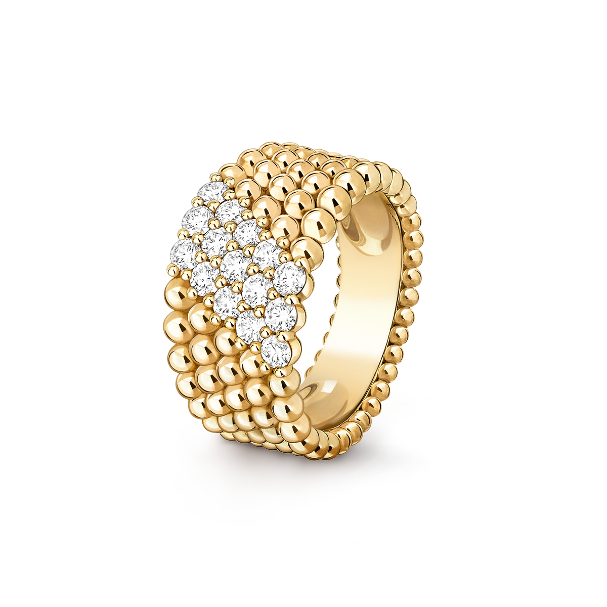 Van Cleef & Arpels Perlée Diamonds 5 Rows Ring 18K Yellow Gold