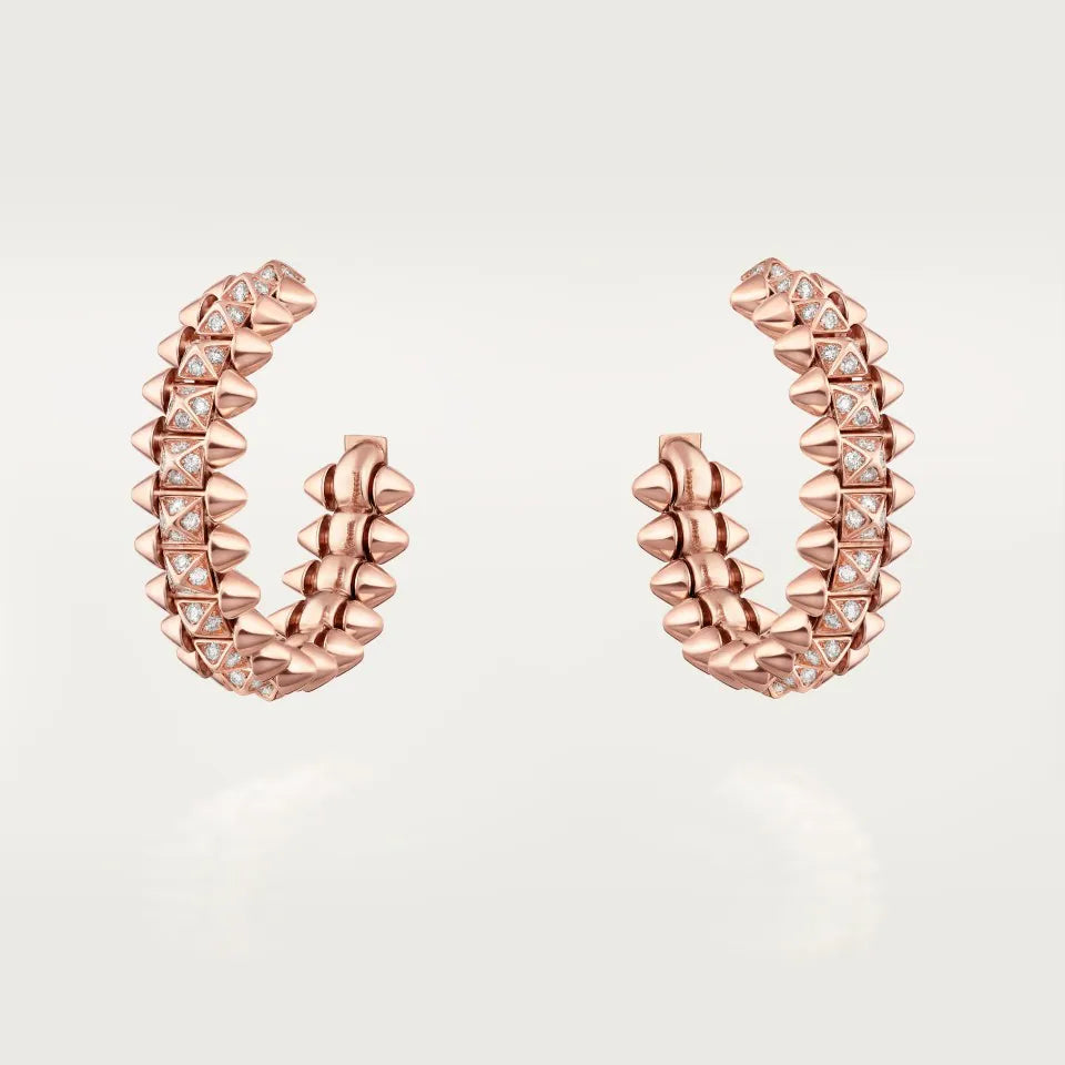 Cartier Clash de Cartier Hoop Earrings Small Model Paved Diamonds 18K Rose Gold