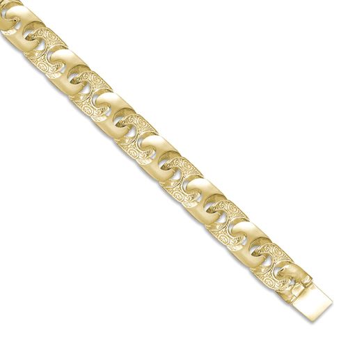 9ct Gold Cast Engraved & Polished Heavy Anchor Bracelet