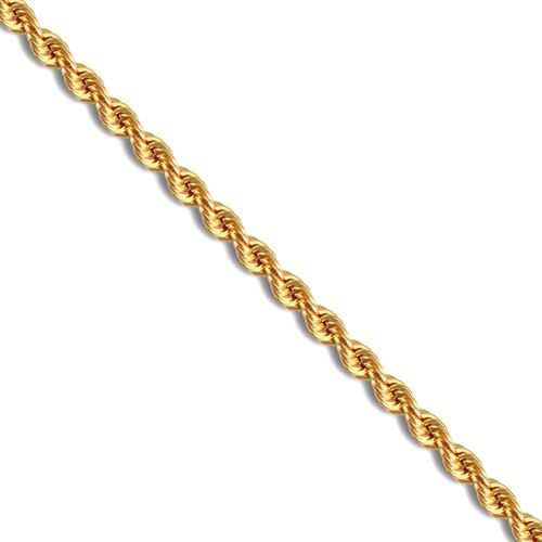 9ct Yellow Gold 4mm Gauge Hollow Diamond Cut Rope