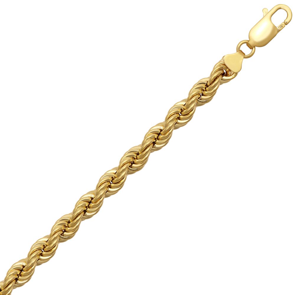 9ct Yellow Gold 3mm Gauge Hollow Diamond Cut Rope