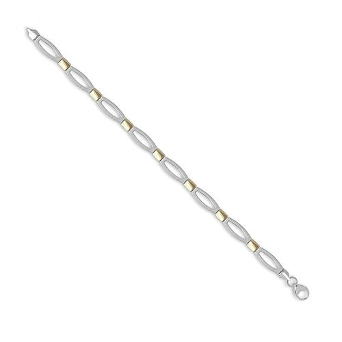9ct White and Yellow Solid Bi Colour Bracelet