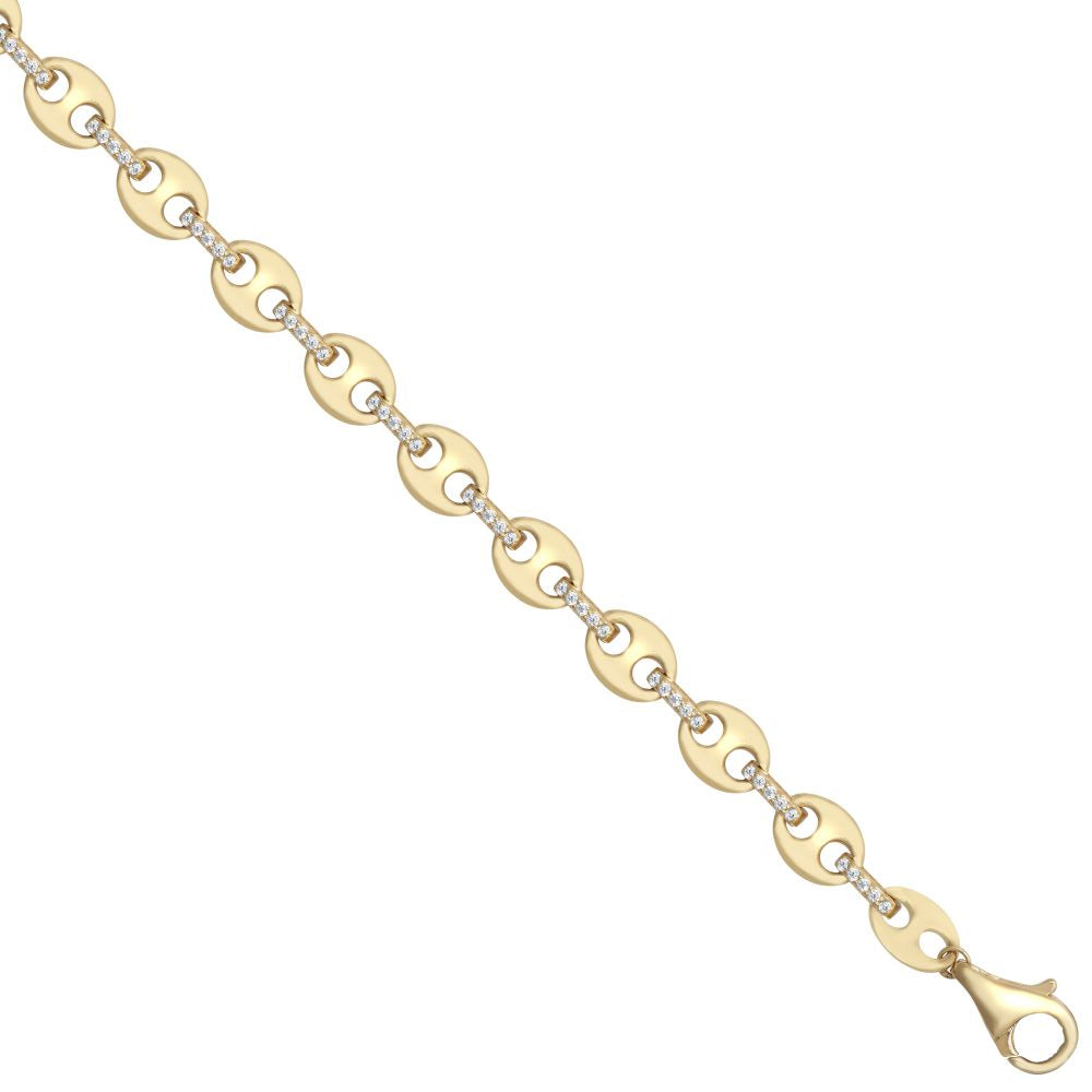 9ct Yellow Gold Cubic Zirconia Anchor Bracelet with Extender