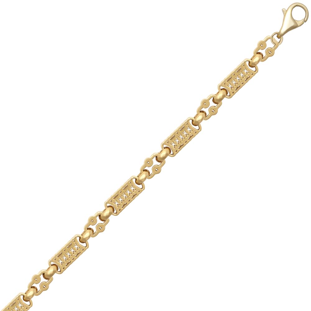 9ct Yellow Gold Micro Stars and Bars Bracelet