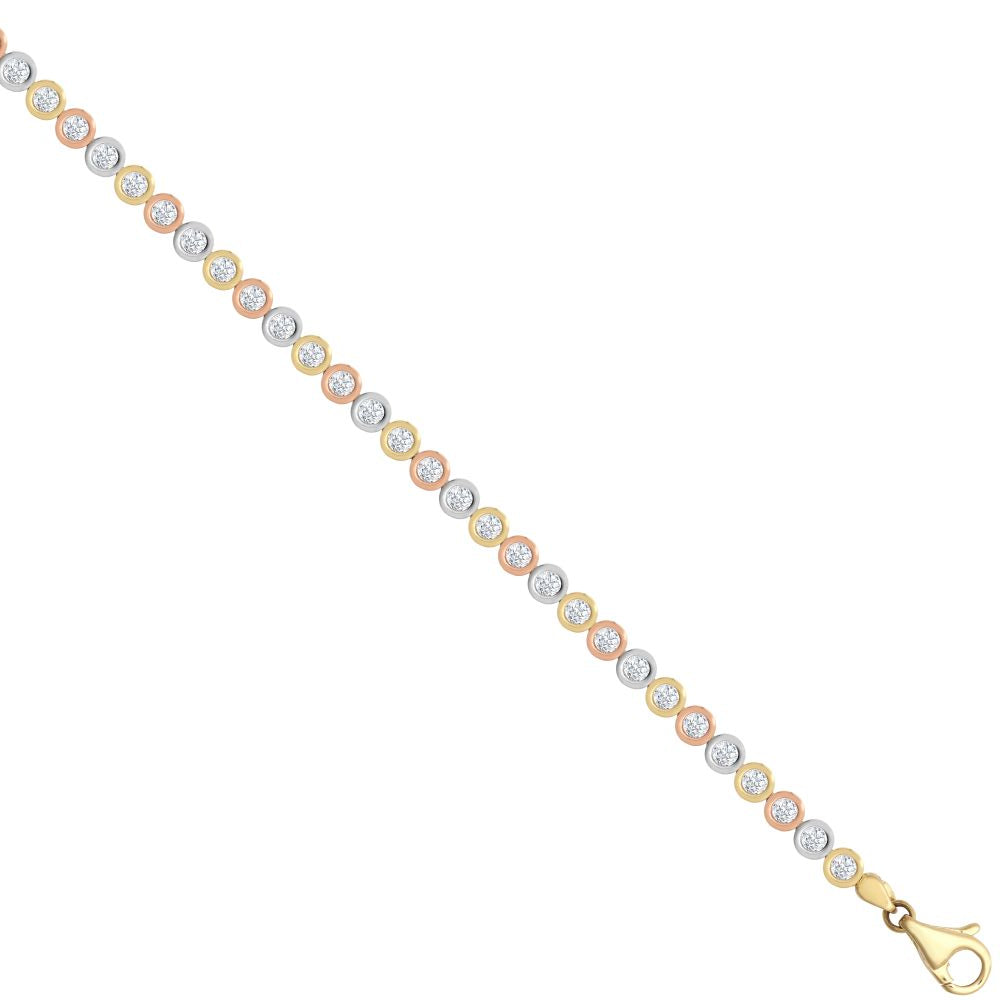 9ct 3 Colour Cubic Zirconia Tennis Bracelet