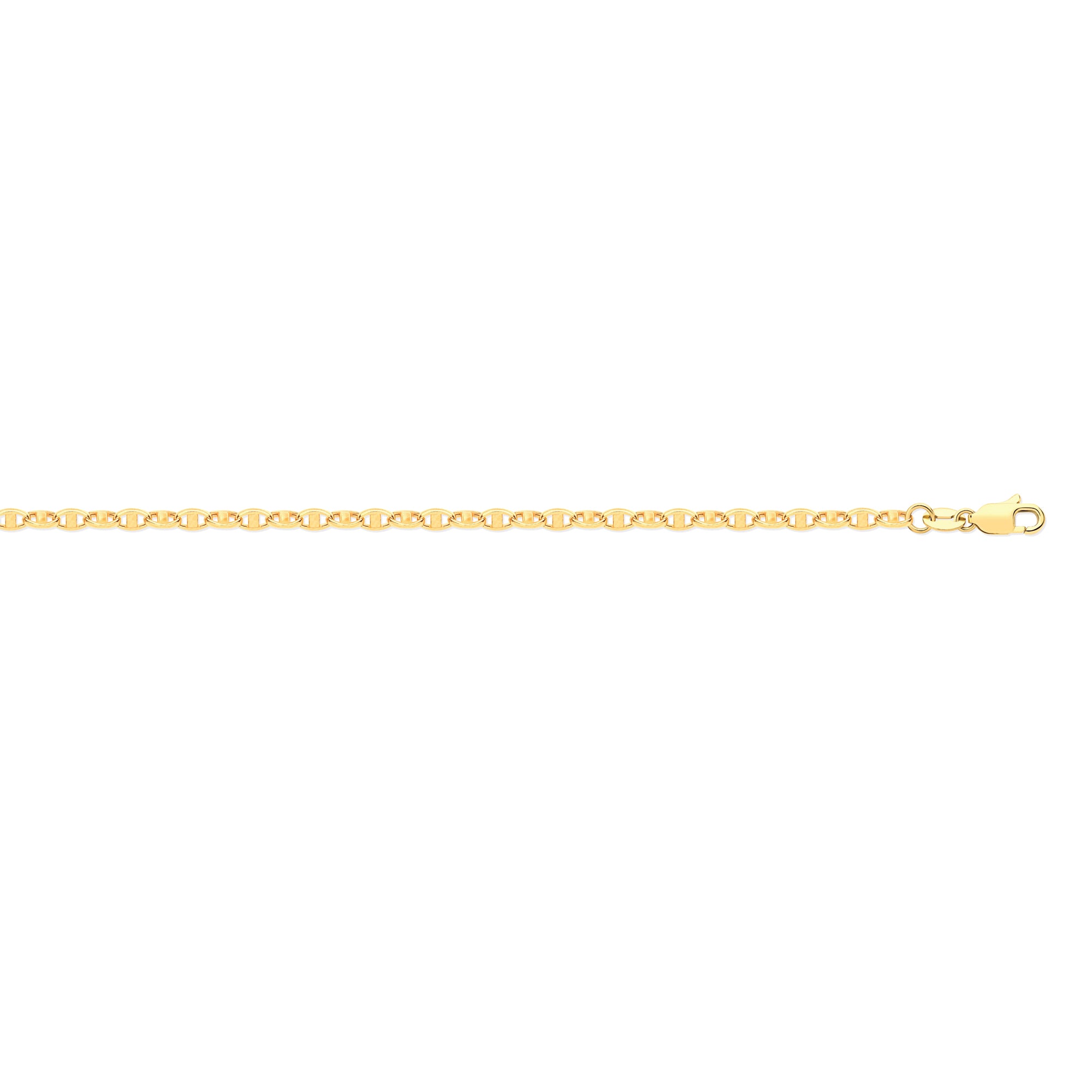 9ct Yellow Gold Hollow Marine 3.4mm Bracelet