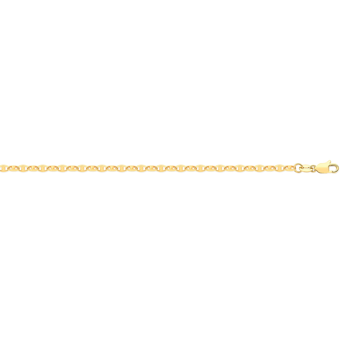 9ct Yellow Gold Hollow Marine 3.4mm Bracelet