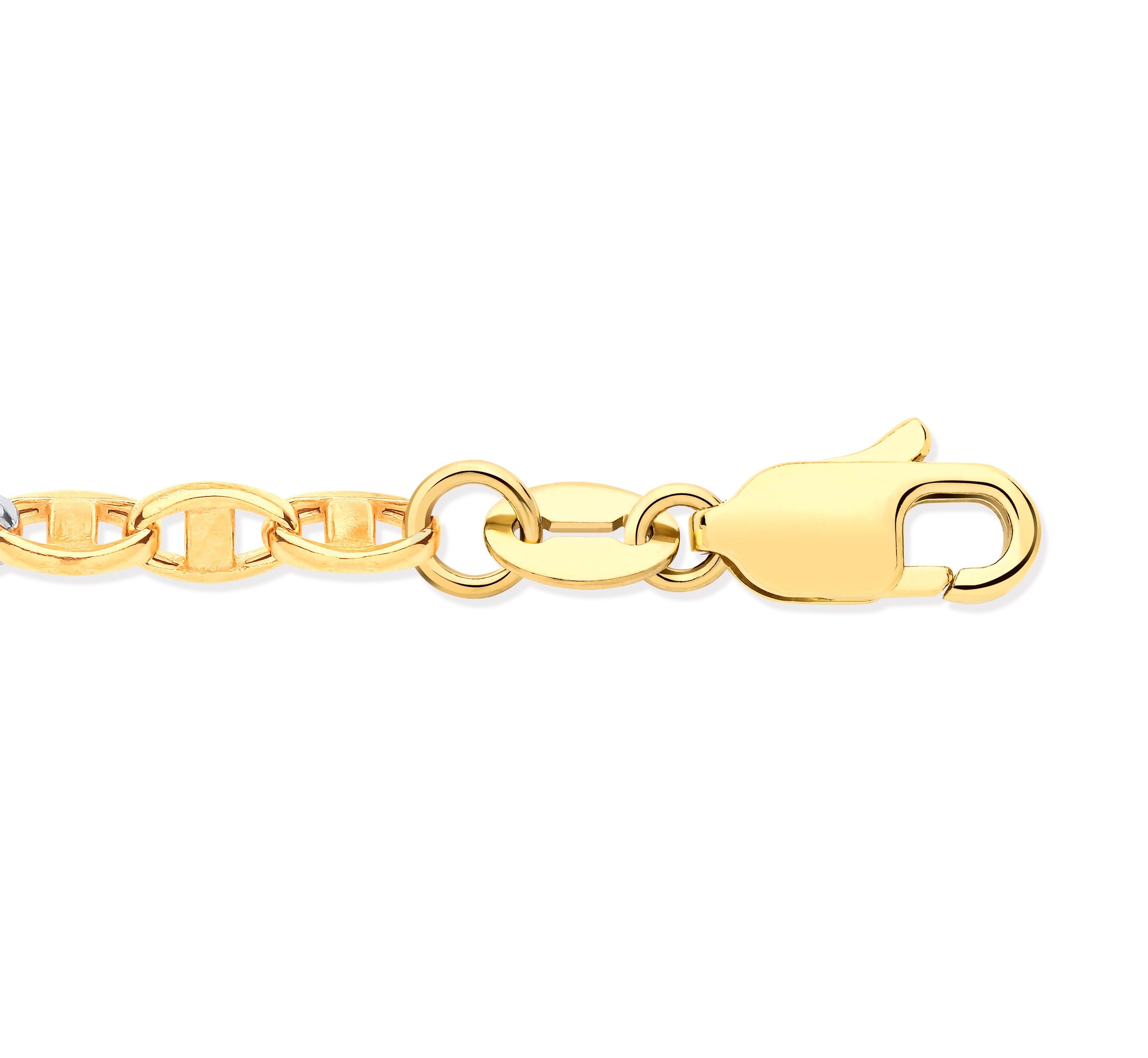9ct Yellow Gold Hollow Marine 3.4mm Bracelet