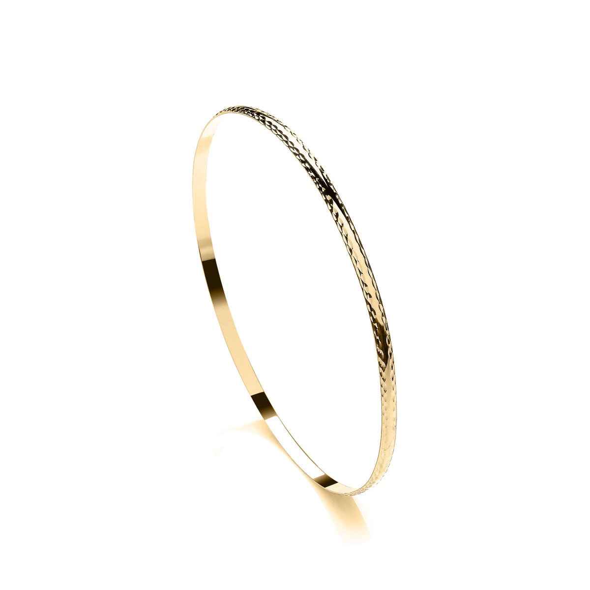 9ct Yellow Gold D-Profile Diamond Cut Slave Bangle