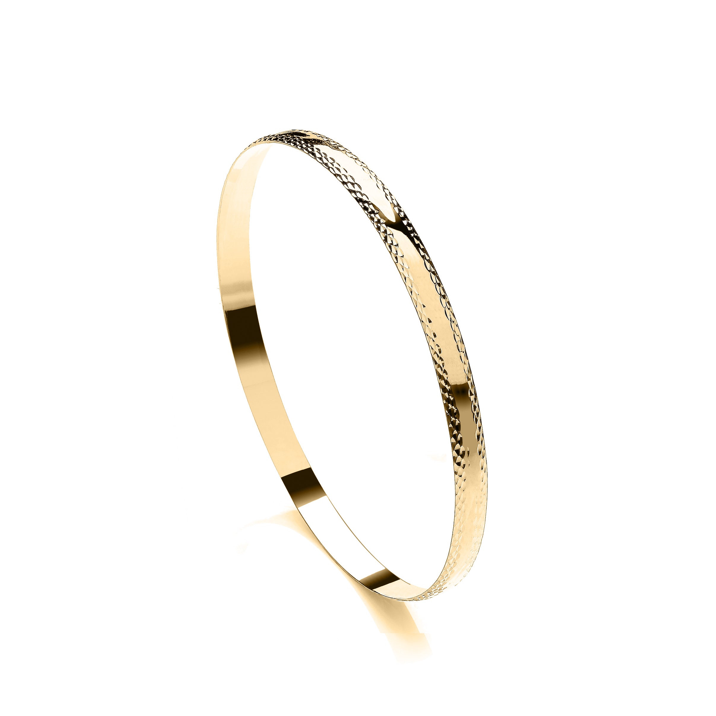 9ct Yellow Gold 6mm D-Profile Diamond Cut Slave Bangle