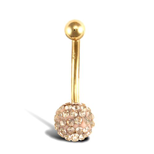 9ct Yellow Gold Crystal Belly Bar