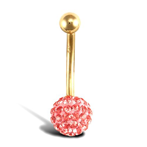 9ct Yellow Gold Crystal Belly Bar