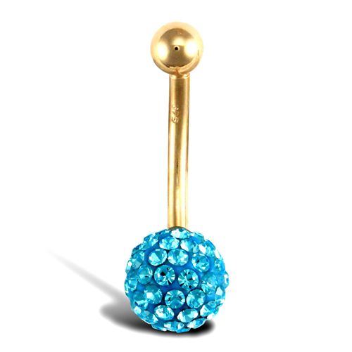 9ct Yellow Gold Crystal Belly Bar