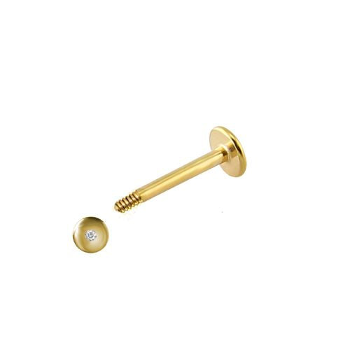 9ct Yellow 12mm Cubic Zirconia Labret (Lip) Stud