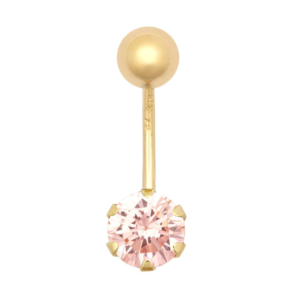 9ct Yellow Gold Cubic Zirconia Belly Bar