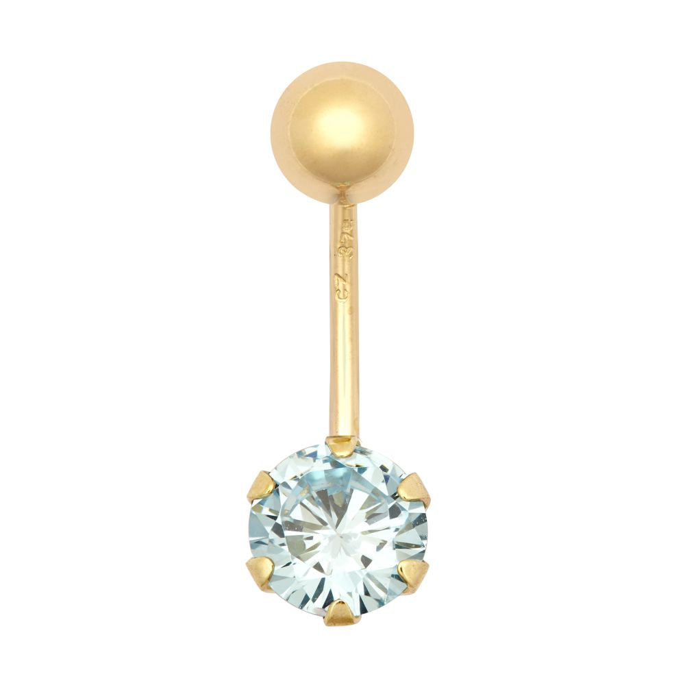 9ct Yellow Gold Cubic Zirconia Belly Bar