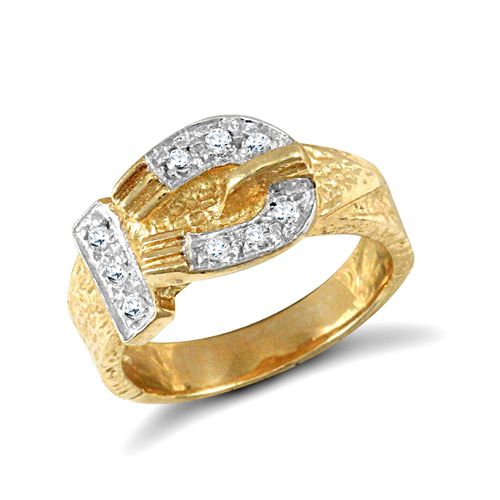 9ct Yellow Gold Cubic Zirconia Children's Buckle Ring