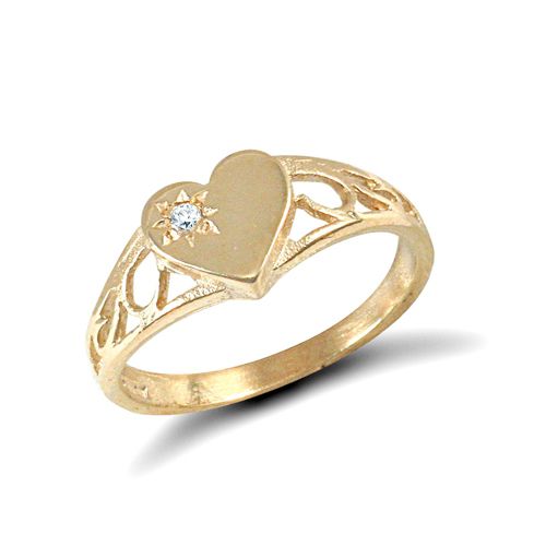 9ct Yellow Gold Cubic Zirconia Children's Heart Ring